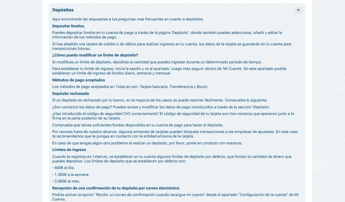 Depósito rápido en 1xBet desde perfil
